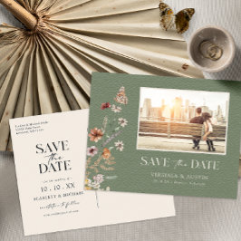 Foto groene Save The Date-ansichtkaart Briefkaart