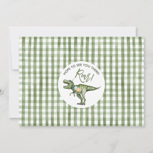 Foto Groene Stomp Chomp Roar Dinosaurus 1e verjaar Kaart (Achterkant)