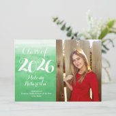Foto Groene Waterverf Klasse van 2019 Afstuderen Kaart (Staand voorkant)