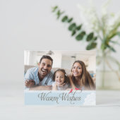 FOTO GROET BRIEFKAART  warme wensen blauw (Staand voorkant)