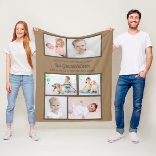 Foto grootkinderen, collage, zij aan zij bruin 6 fleece deken