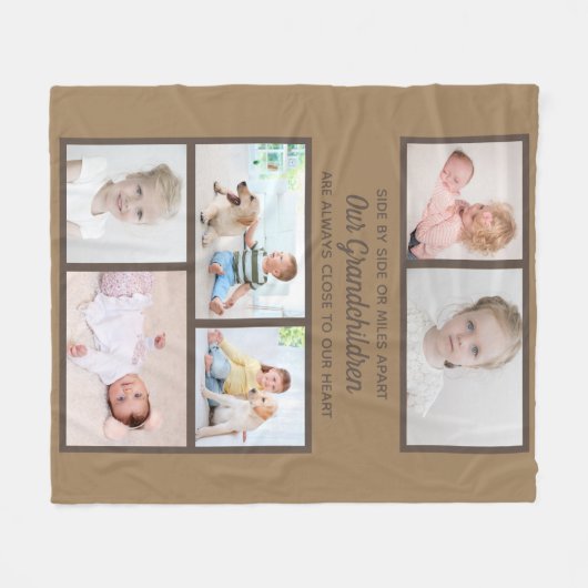 Foto grootkinderen, collage, zij aan zij bruin 6 fleece deken (Voorkant (Horizontaal))