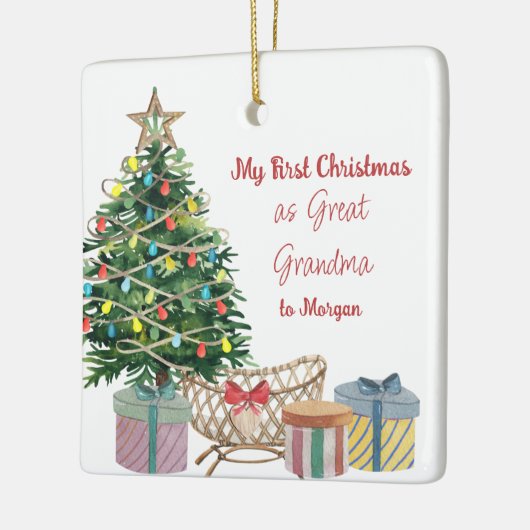Foto: Grootmoeder eerste kerstboom en Wieg Keramisch Ornament (Links)