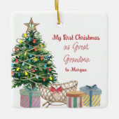 Foto: Grootmoeder eerste kerstboom en Wieg Keramisch Ornament (Voorkant)