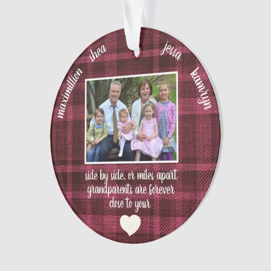 Foto Grootouders Dicht bij Je Hart Plakt Xmas Ornament (voorkant)