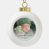 Foto grootouders Eerste Kerstgroen script Keramische Bal Ornament (Voorkant)