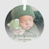 Foto grootouders Eerste Kerstgroen script Ornament (achterkant)