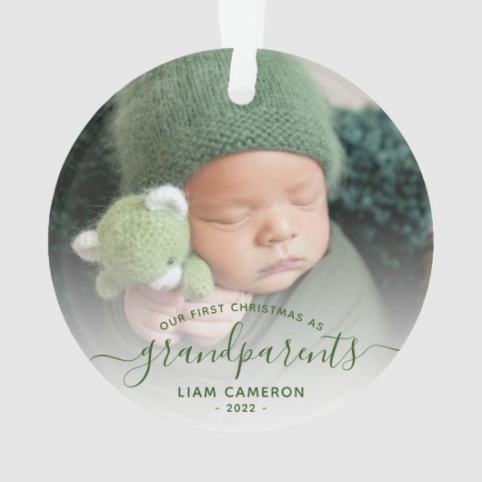 Foto grootouders Eerste Kerstgroen script Ornament (achterkant)