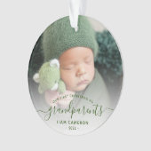 Foto grootouders Eerste Kerstgroen script Ornament (voorkant)