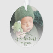 Foto Grootouders Eerste Kerstmis Groen Schrift Ornament (voorkant)