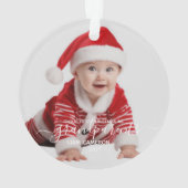Foto Grootouders Eerste Kerstmis Witte Script Ornament (achterkant)