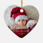Foto grootouders Eerste Kerstwit script Keramisch Ornament (Voorkant)