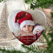 Foto grootouders Eerste Kerstwit script Keramisch Ornament