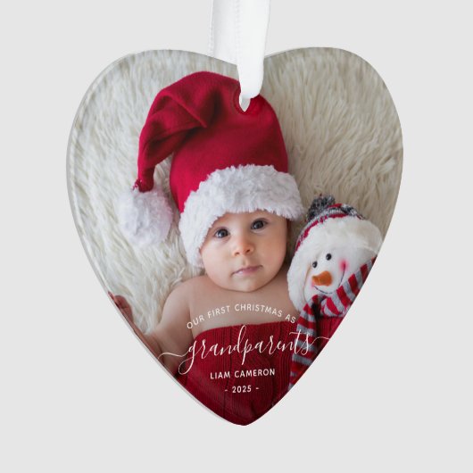 Foto grootouders Eerste Kerstwit script Ornament (voorkant)