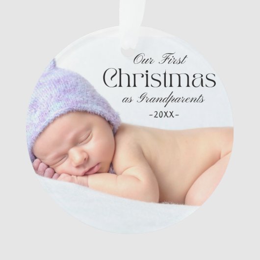 Foto grootouders Eerste Kerstwit script Ornament (voorkant)