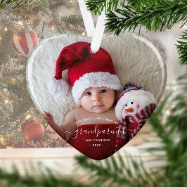Foto grootouders Eerste Kerstwit script Ornament