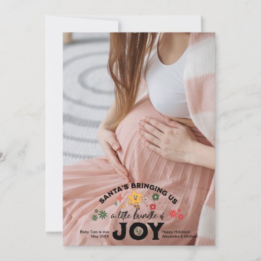 Foto Groovy Kerst Zwangerschap Aankondiging (Voorkant)