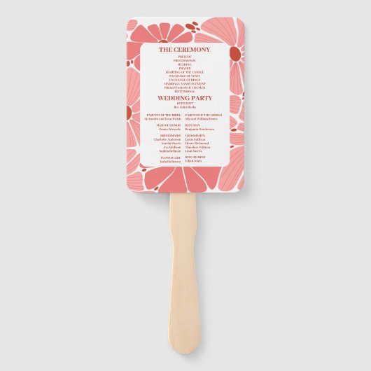 Foto Groovy moderne roze madeliefje bruiloft Handwaaier (Achterkant)