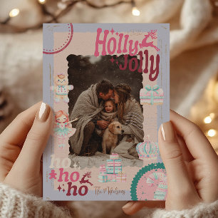 Foto Groovy Notenkraker Retro Pastel Kerstmis Folie Uitnodiging