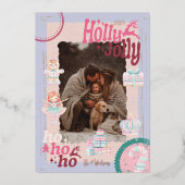 Foto Groovy Notenkraker Retro Pastel Kerstmis Folie Uitnodiging (Voorkant)