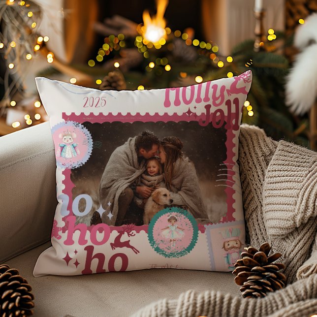 Foto Groovy Notenkraker Retro Pastel Kerstmis Kussen (Creator heeft geüpload)