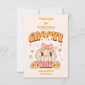 Foto Groovy One Boho Daisy 1st Birthday Party Bedankkaart (Voorkant)