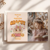 Foto Groovy One Boho Daisy 1st Birthday Party Bedankkaart