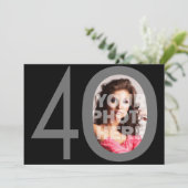 Foto Grote 4-0 Verjaardagsfeestuitnodigingen Kaart (Staand voorkant)