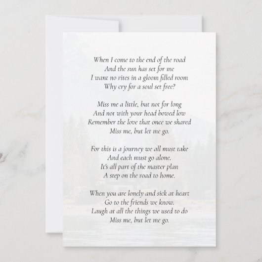 Foto Grote Outdoors River Memorial Prayer Kaart (Achterkant)