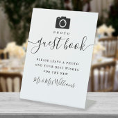 Foto Guest Book Black and White Signature Script Reclamebord Met Voetstuk