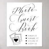 Foto Guest Book Calligraphy Script Weduwenteken Poster (Voorkant)