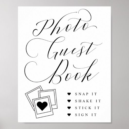 Foto Guest Book Calligraphy Script Weduwenteken Poster (Voorkant)