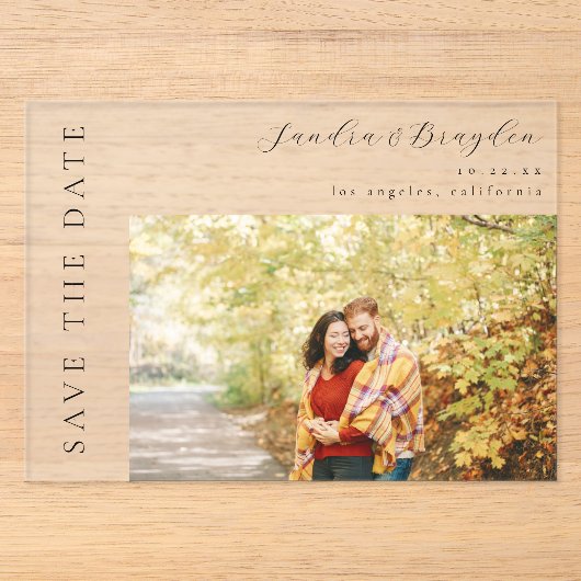 Foto H MOD Eenvoudige Save the Date Acryl Uitnodigingen (Voorkant)