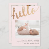 Foto Hallo Gold and Pink Aankondiging (Voorkant / Achterkant)