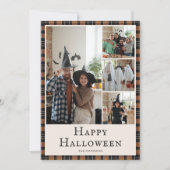 Foto Halloween Plaid Tartan Sinaasappel Zwart Feestdagenkaart (Voorkant)