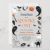 Foto Halloween Spooky One Boy 1st Birthday Kaart (Voorkant)