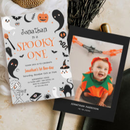 Foto Halloween Spooky One Boy 1st Birthday Kaart