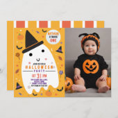 Foto Halloween Verjaardag Happy Ghost Kaart (Voorkant / Achterkant)