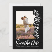 Foto Hand getrokken Rozen Zwart Wit Romantisch Een Save The Date (Voorkant)
