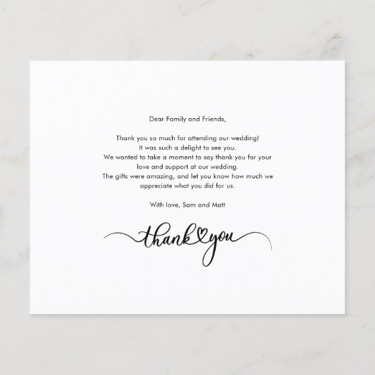 Foto Hand-Lettered Wedding Dank u kaart (Achterkant)