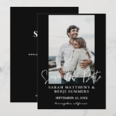 Foto & hand Typografie Save the Date 2 Black Vert Kaart (Voorkant / Achterkant)