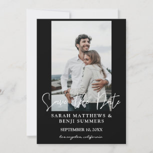 Foto & hand Typografie Save the Date 2 Black Vert Kaart