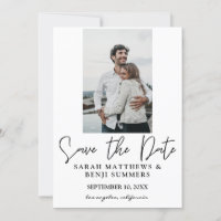 Foto & hand Typografie Save the Date 2 White Vert