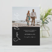Foto & hand Typografie Save the Date - Black 4 Kaart (Staand voorkant)