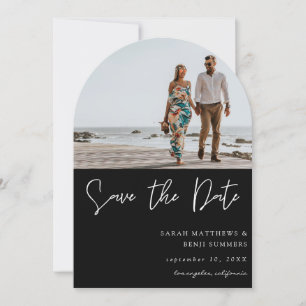Foto & Hand Typografie Save the Date - Zwart 4 Arc Kaart