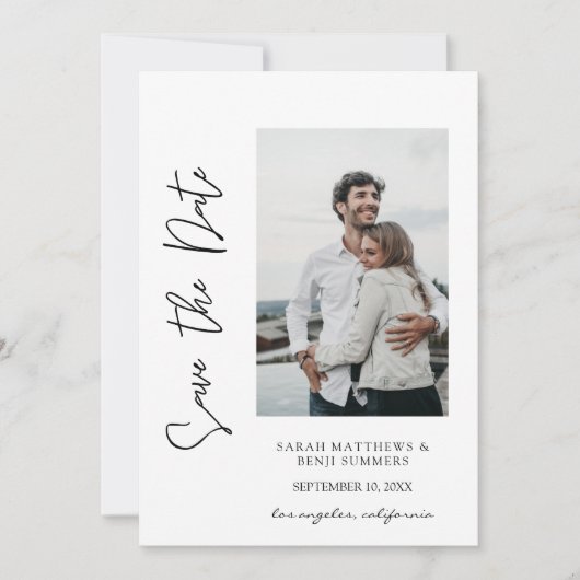 Foto & hand Typografie Sparen Datum 3 Verticaal Kaart (Voorkant)