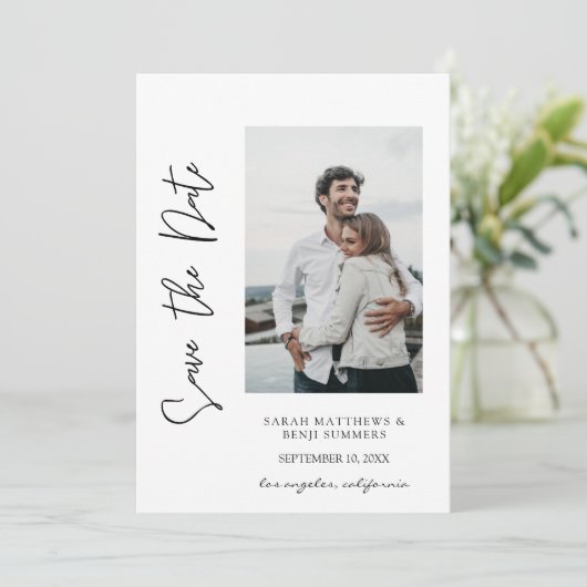 Foto & hand Typografie Sparen Datum 3 Verticaal Kaart (Staand voorkant)