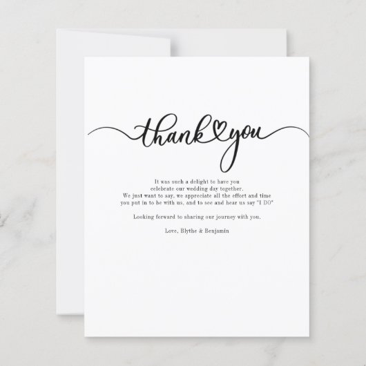 Foto Handgeschreven bruiloft bedankkaart (Achterkant)