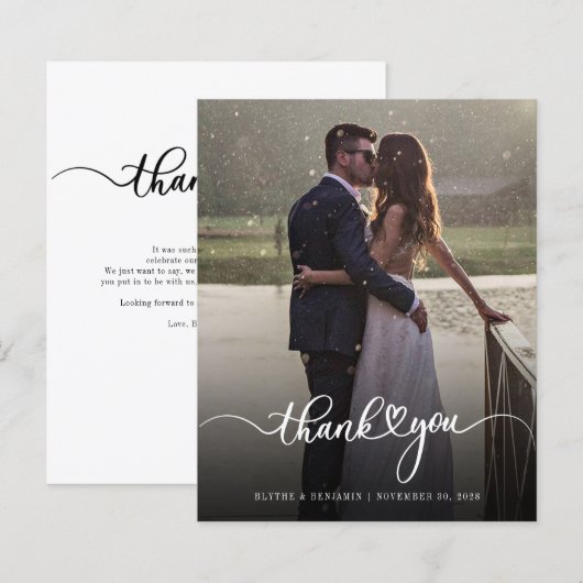 Foto Handgeschreven bruiloft bedankkaart (Voorkant / Achterkant)