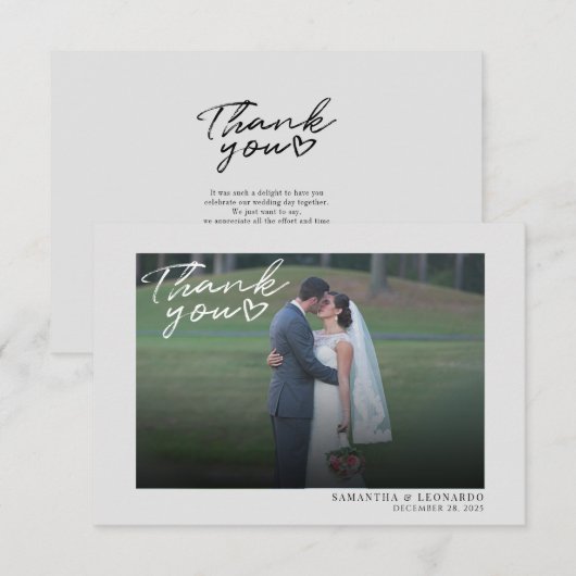 Foto Handgeschreven bruiloft bedankkaart (Voorkant / Achterkant)